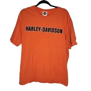 Vintage Y2K Harley-Davidson Just Ride Graphic T-Shirt in Orange Size Large